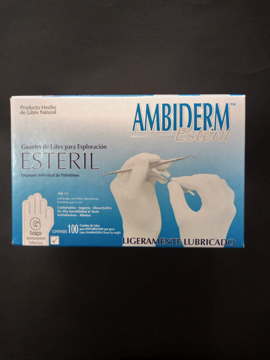 GUANTE DE LATEX ESTERIL AMBIDERM C/100 CAJA GRANDE