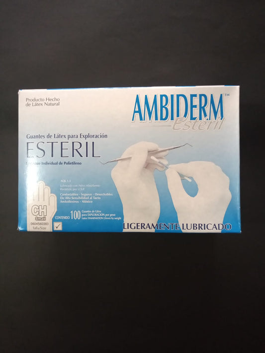 GUANTE DE LATEX ESTERIL AMBIDERM C/100 CAJA CHICO