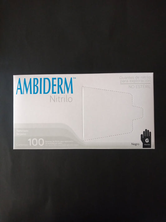 GUANTE DE NITRILO NEGRO GRANDE AMBIDERM CAJA C/100