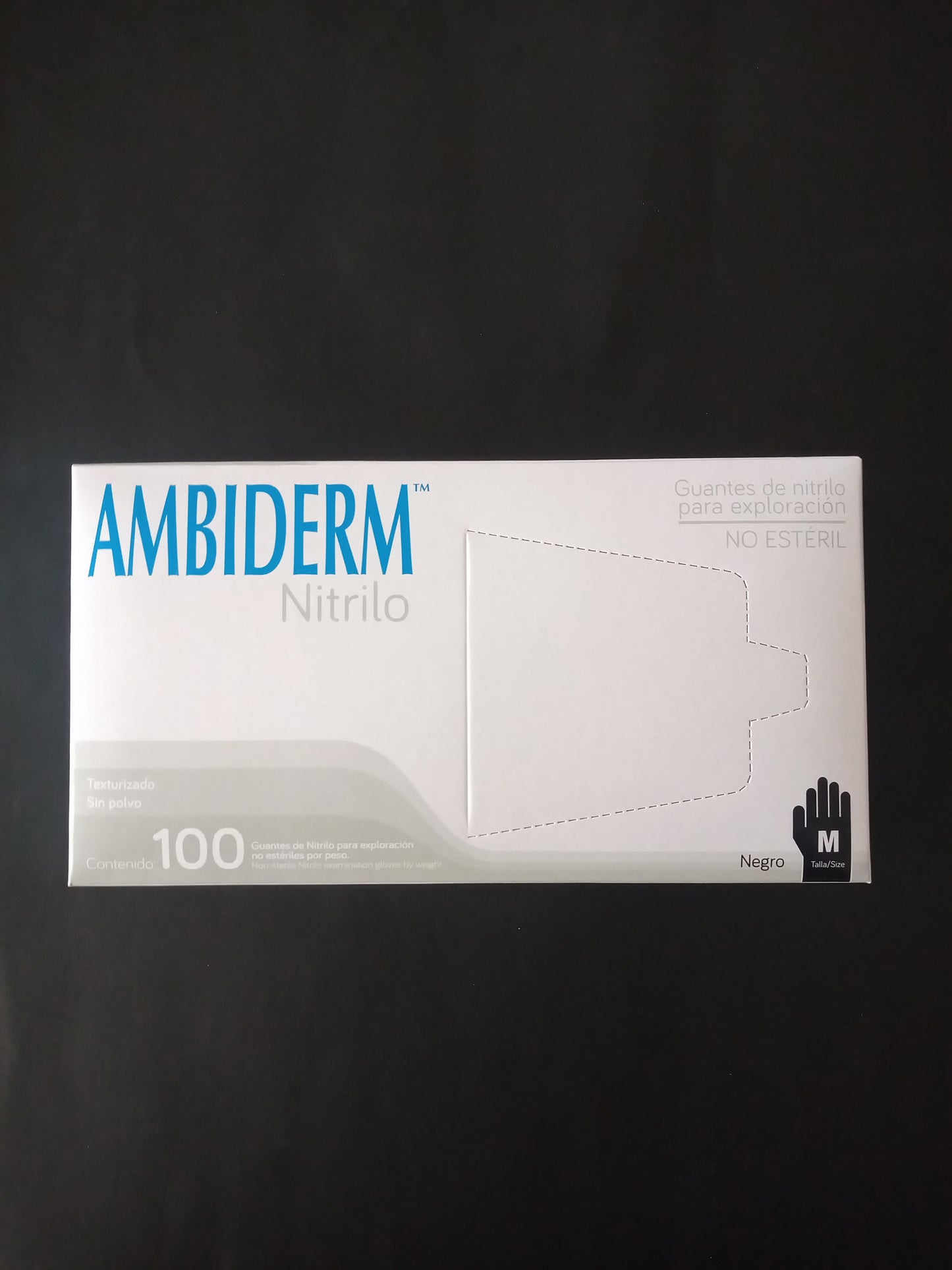 GUANTE DE NITRILO NEGRO MEDIANO AMBIDERM CAJA C/100