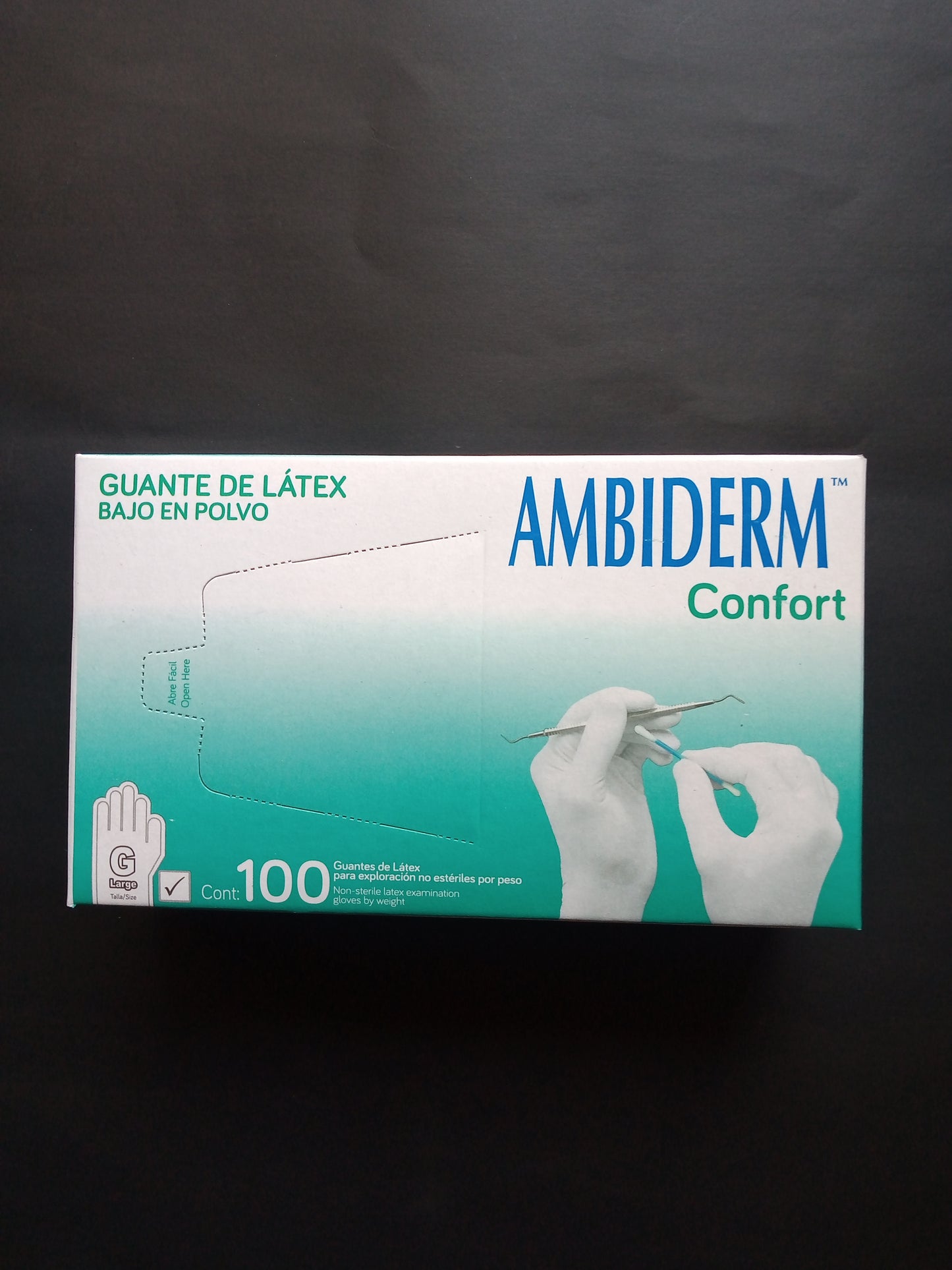 GUANTE DE LATEX CONFORT AMBIDERM GRANDE CAJA C/100